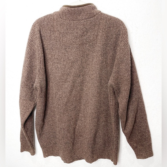 LL Bean Vintage Waterfowl 100% Merino Lambs Wool Brown Tight Knit Large Tall - Picture 2 of 6